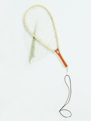 Wood Frame Trout Net Bow Size: 8 1/4" x 13 3/4" Net Depth 20" Total Length: 22"