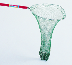 Soft Nylon Shrimp-smelt or minnow Handle Length: 42" Frame Dia. 15"  Net Depth: 24" Mesh Size: 1"